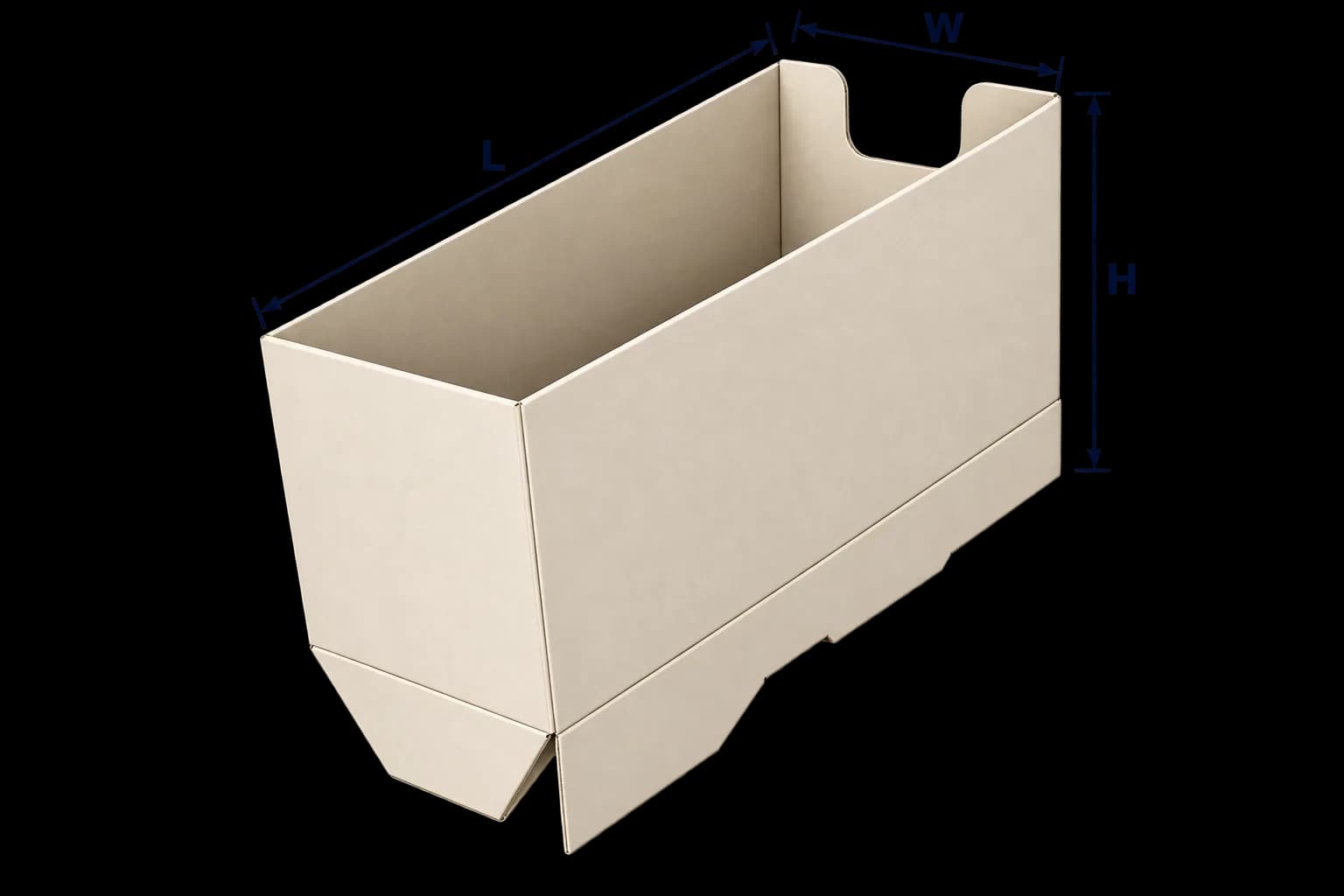 Custom Auto Lock Bottom Boxes - Dimensioned 3/4 View