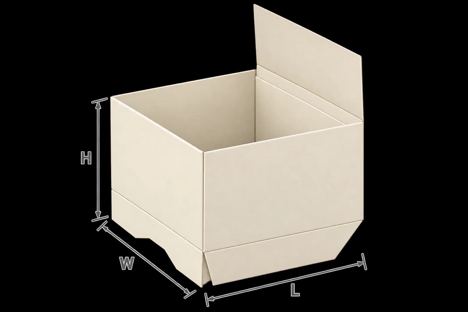Auto Bottom Display Lid Boxes - Dimensioned 3/4 View