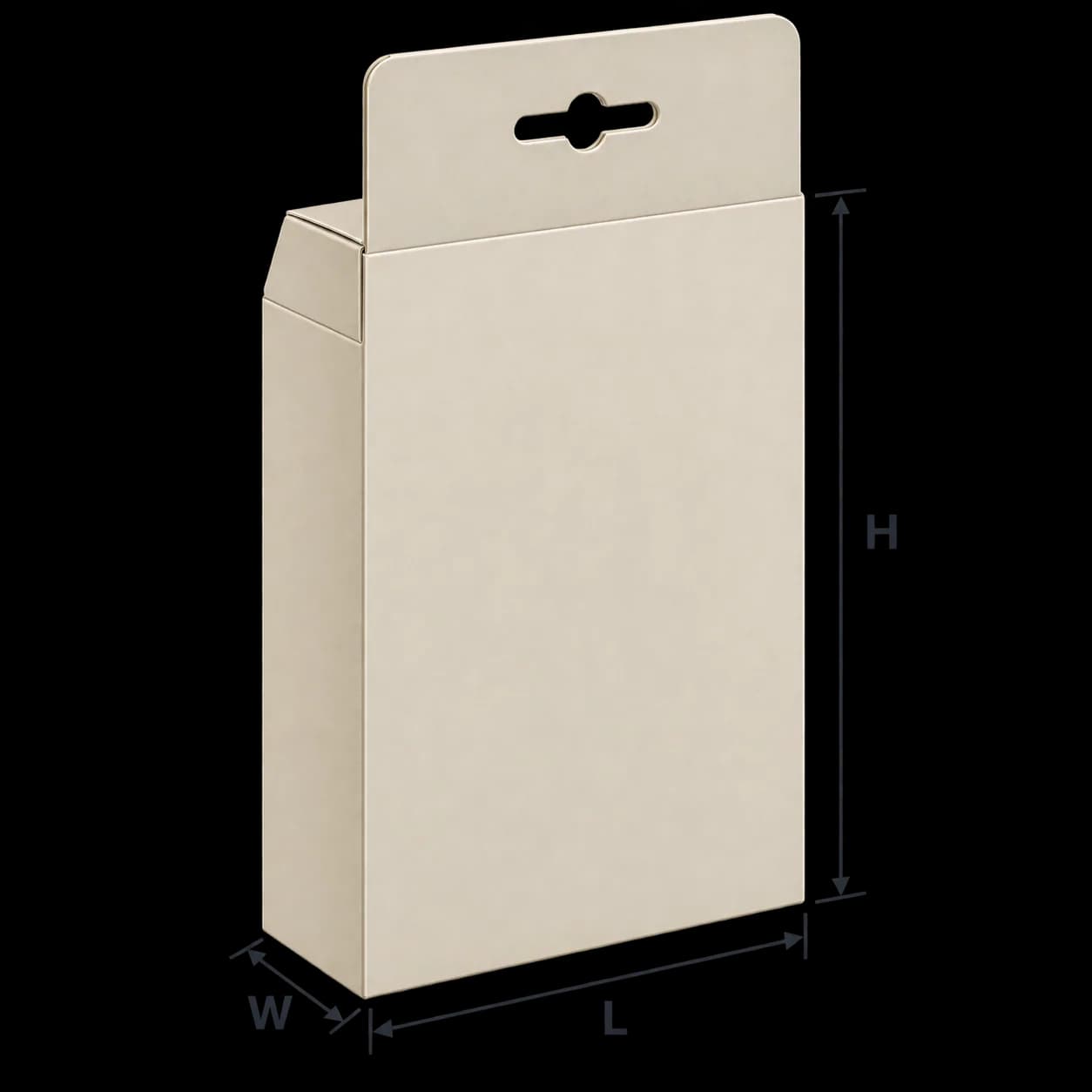 Custom Five Panel Hanger Boxes - Dimensioned 3/4 View