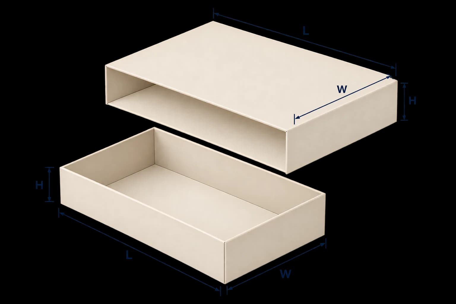 Custom Sleeve Boxes - Dimensioned 3/4 View